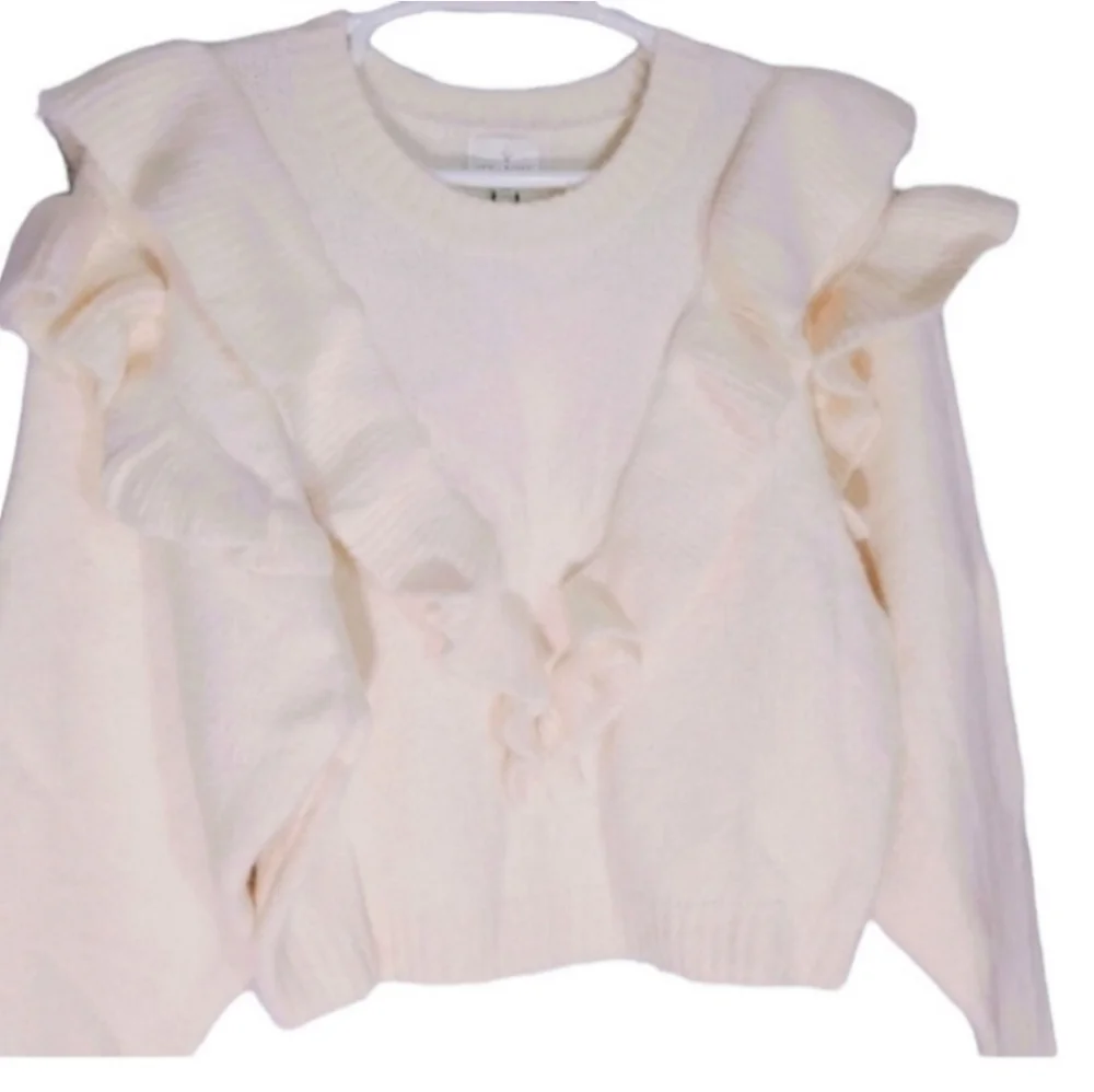Lost + Wander Versace In Mind Knit Ribbed Ruffle Pullover Sweater - Picture 2 of 6